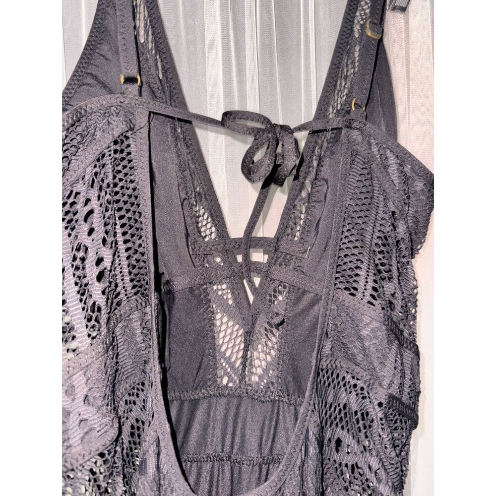 Black Mesh Lace-Up One-Piece Swimsuit With Removable Cups XXL - Picture 15 of 15